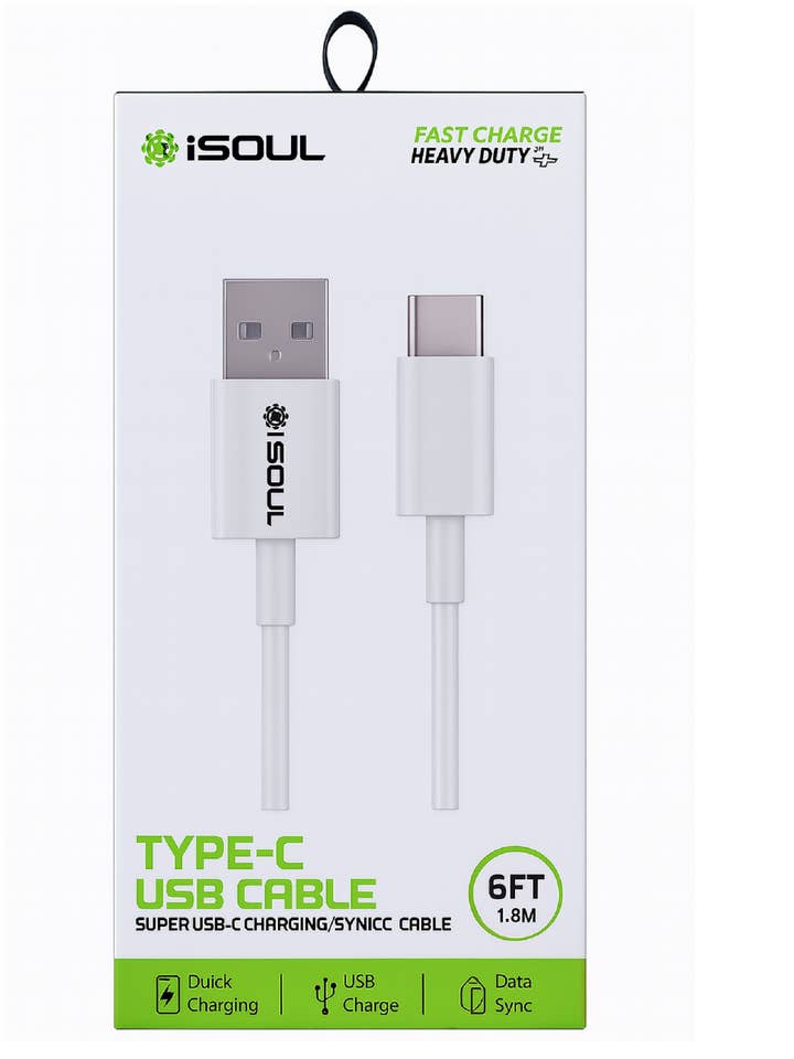 iSoul Cable USB a Tipo-C de 6FT ALSC505 para venta al por mayor de Mighty Wireless