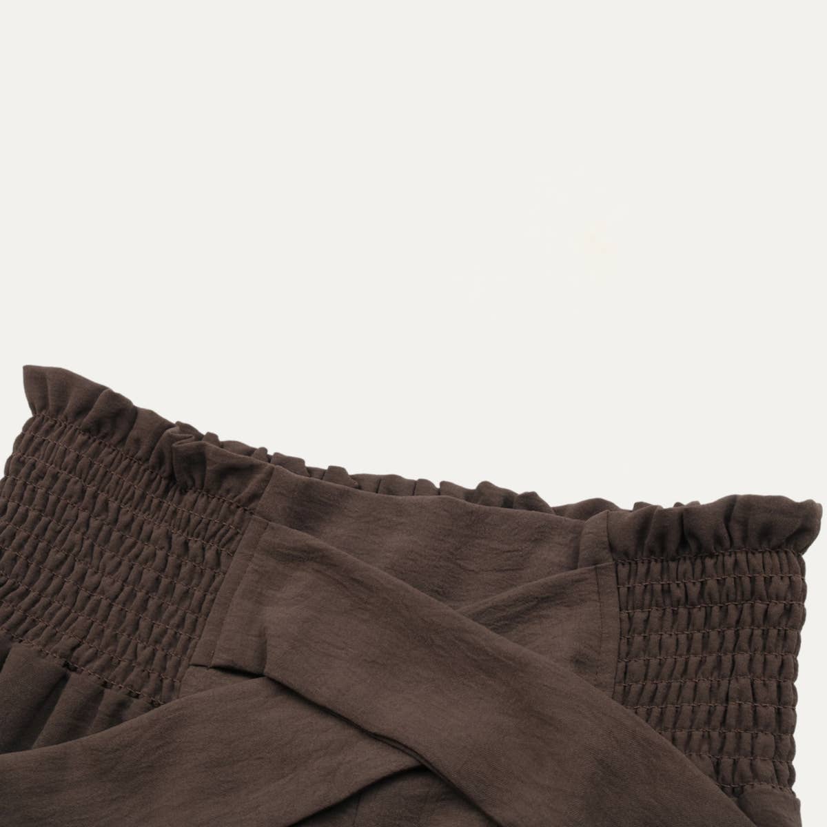 Fashionable Coffee High Waist Smocked Tie-Front Shorts for wholesale on Faire2