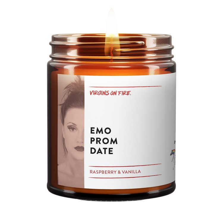 EMO PROM DATE (Raspberry & Vanilla) 👩🏼🎤🖤 Scented Candle for wholesale by Virgins On Fire Candle Co.