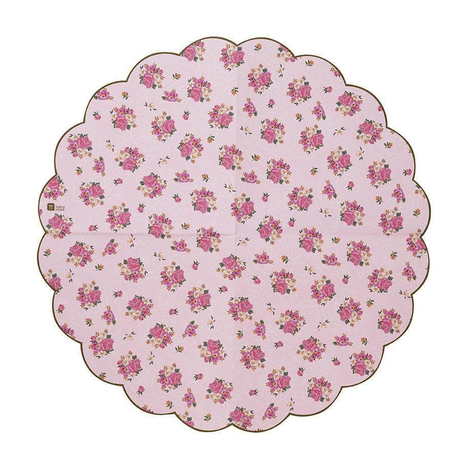 Talking Tables USA - Wholesale Disposable Napkin - Scalloped Pink Floral Napkins | 20 Pack| Tea Party |3