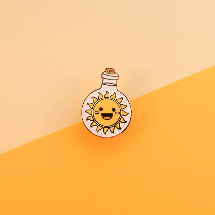 Happiness Potion Bottle – Hard Enamel Pin (30mm) for wholesale by Bird House Press