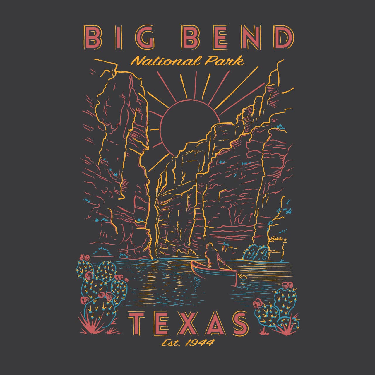 Sort Big Bend National Park t-shirt - USA lavet | 100 % bomuld for engroshandel på Faire1