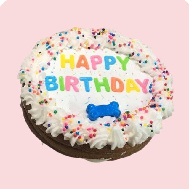 Happy Birthday Edible Image Cookie Cake for Dogs for wholesale by Bakery Dog