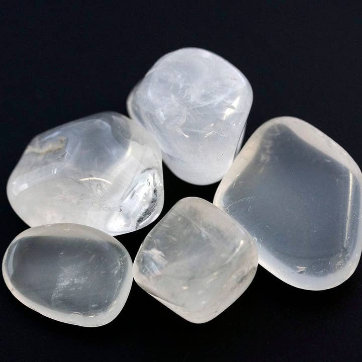 8 OZ LOT - Tumbled Madagascar Girasol Quartz / 20-30mm Avg for wholesale by Crystal River Gems LLC