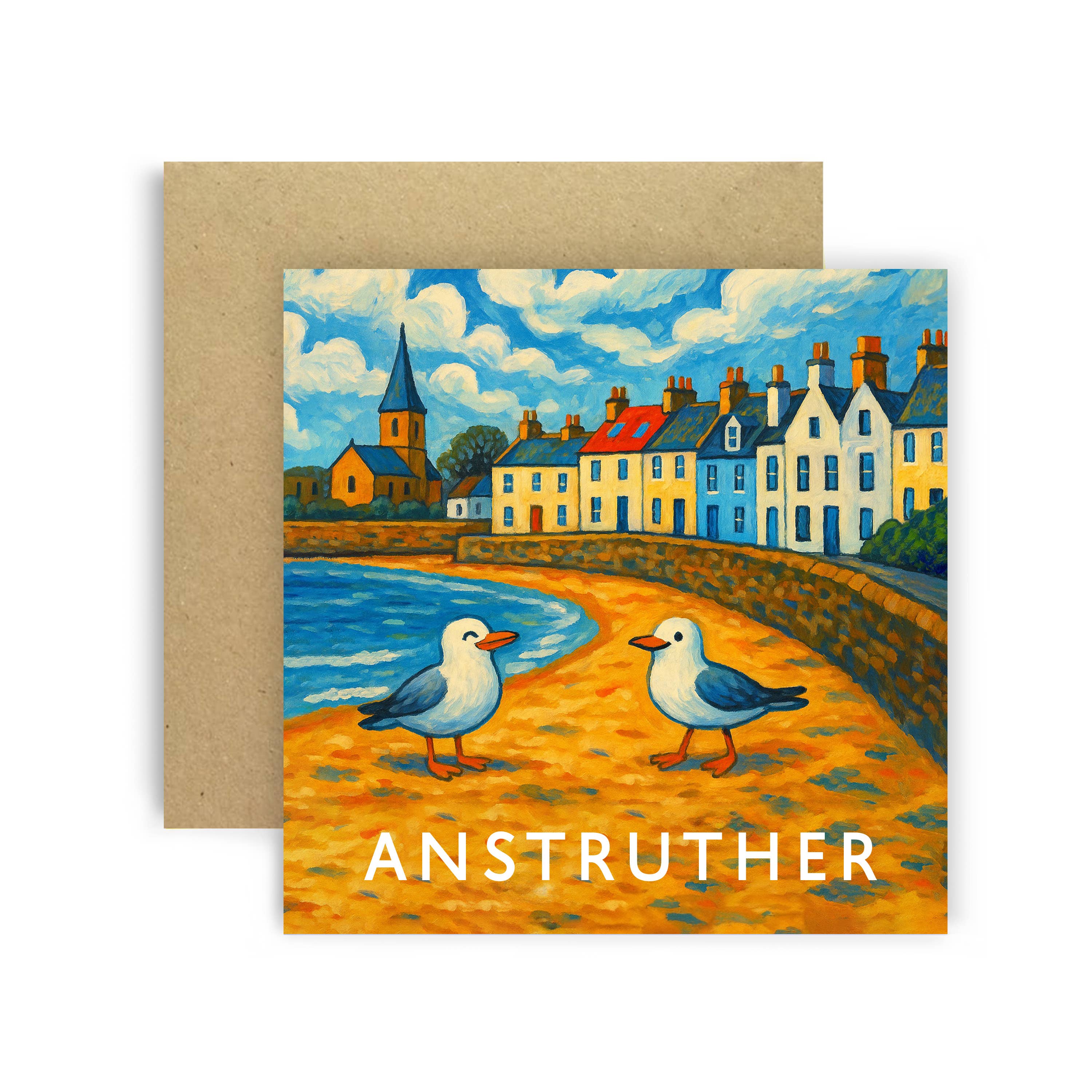 Huxters - Vente Carte de vœux classique - Anstruther Gulls – Scène de Carte Amusante0