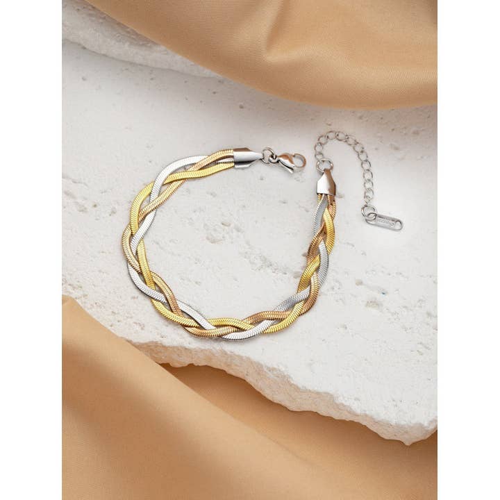 Driekleurige Gevlochten Gedraaide Armband voor Vrouwen – Verstelbaar voor wholesale door Gemscape UK