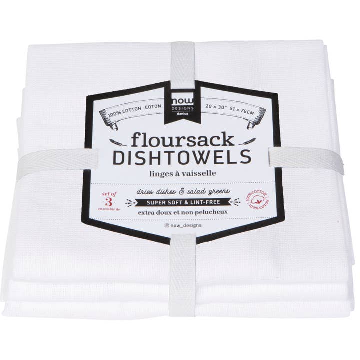 White Floursack Dishtowels Set of 3 for wholesale by Now Designs by Danica