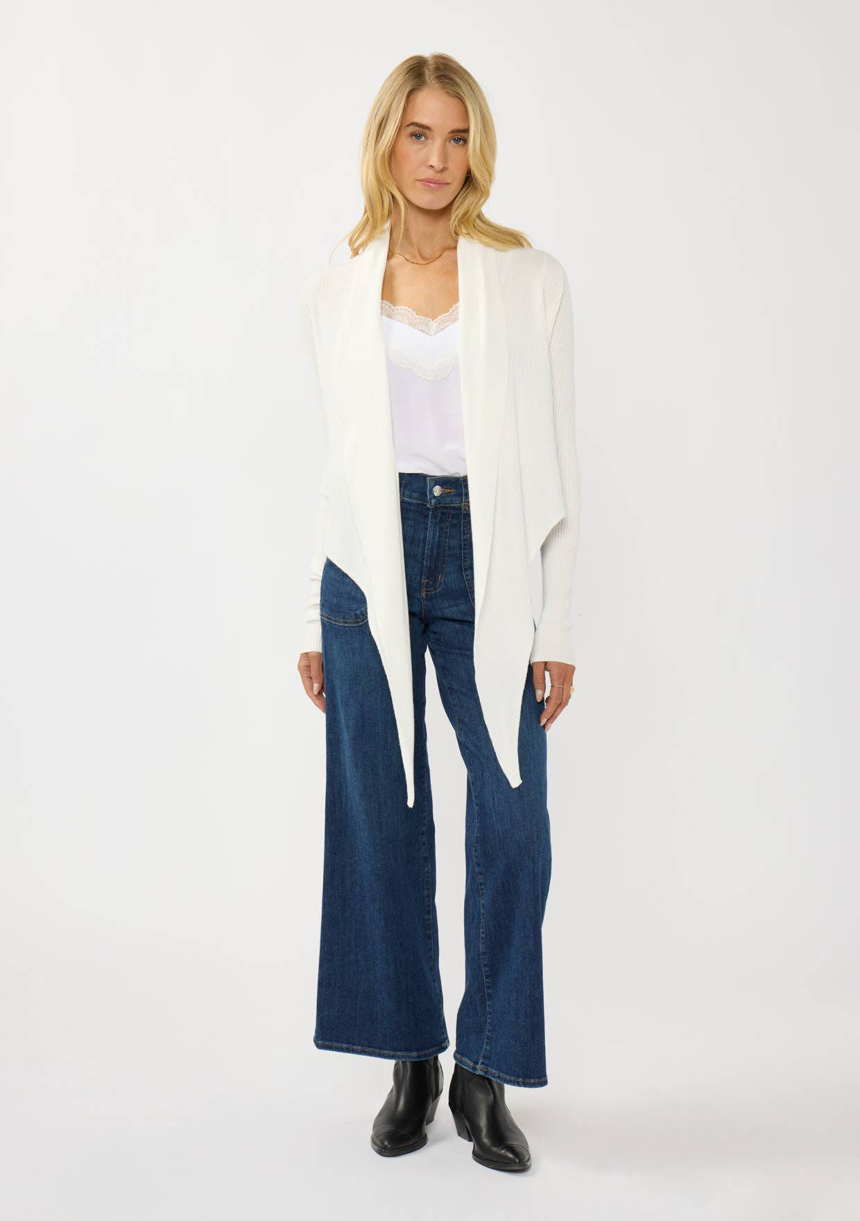 Lovestitch - Wholesale Cardigan - Women's - Waffle Knit Long Sleeve Tie Front Cardigan59