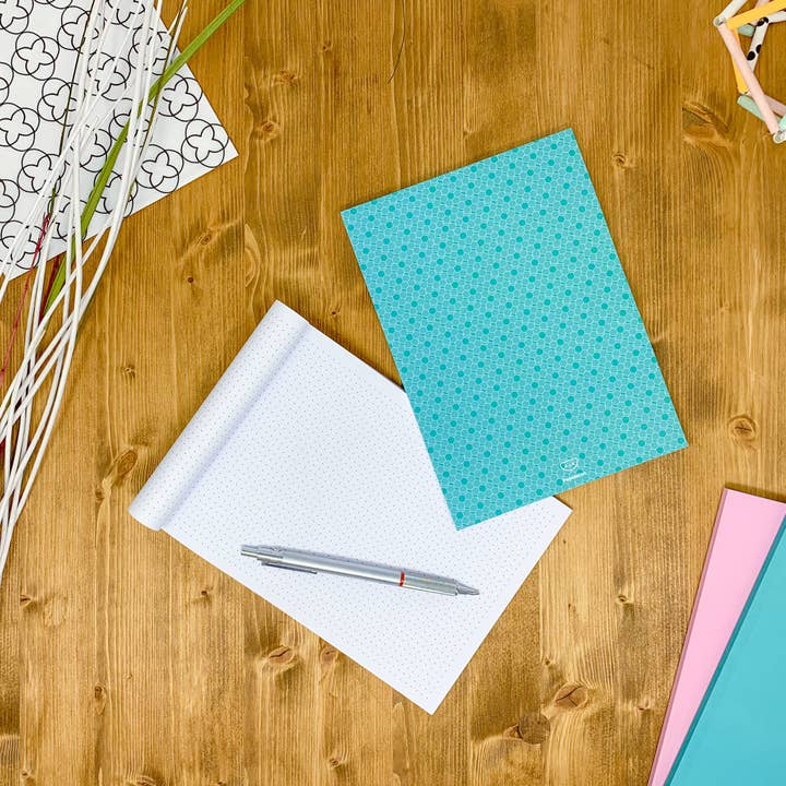 PepMelon - Wholesale Notebook - Dotted notebook, 108 page, soft touch cover, A4/A5/A5 pad, 24 color drop and tile pattern, black, blue, red, green, purple66