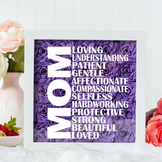 Mom Paper Flower Shadow Box Gift - Mother's Day Gift for Mom for wholesale by The Scarlett Butterfly