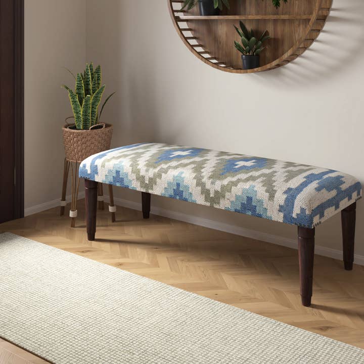 Straven Contemporary Geometric Indoor Accent Bench for wholesale by LR Home