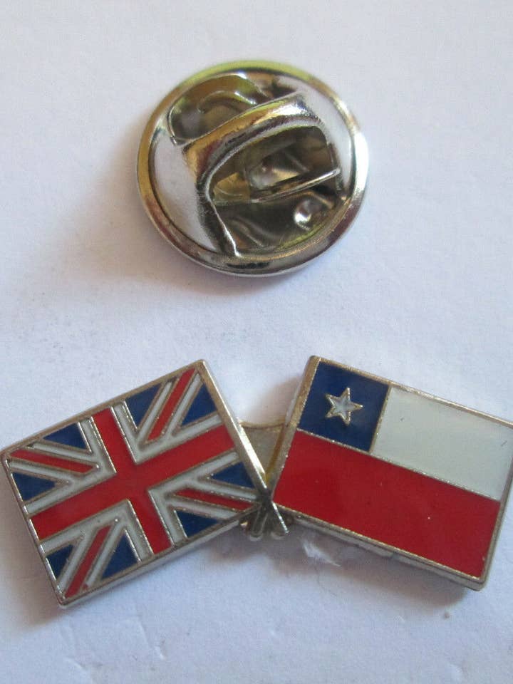 Chile & Uk Friendship Enamel Metal Lapel Pin for wholesale by jungle brands ltd