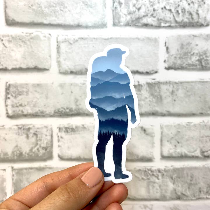 Mountain Hiker Trail Blazer Sticker for wholesale by Aspen Designs