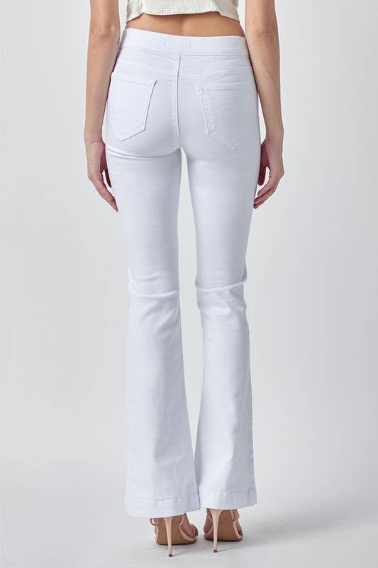 White 35324WHT-Flare High Waisted Ultra Stretch Denim Pants for wholesale on Faire2