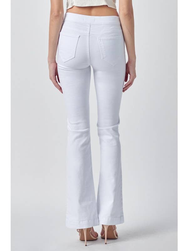 White 35324WHT-Flare High Waisted Ultra Stretch Denim Pants for wholesale on Faire2