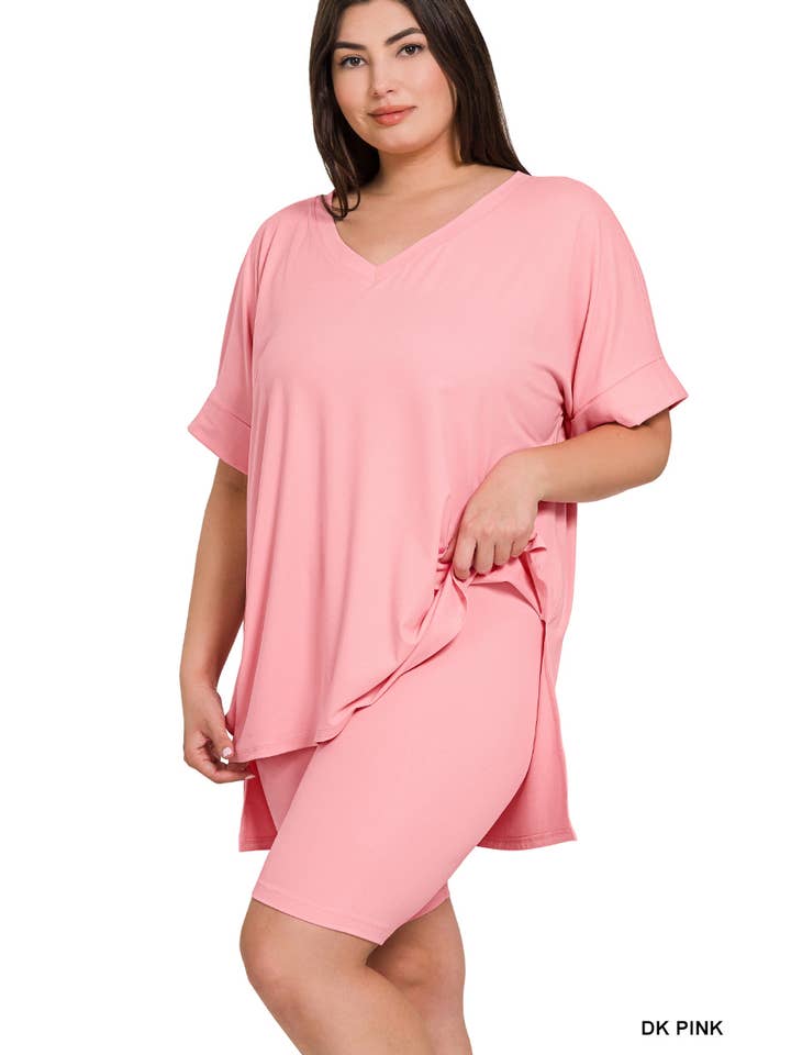 Vanilla Monkey - Wholesale Top & Pant Set (NOT Loungewear) - Women's - Plus Brushed Dty Microfiber V-neck Top And Biker3