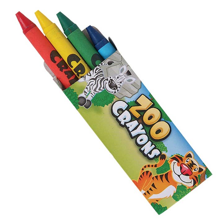 3" ZOO ANIMAL CRAYONS (4PCS/BOX) LLB Stationary for wholesale by La Luna Bella - Toys
