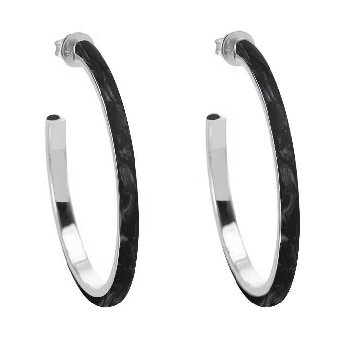 Rhodium Silver Medium Modell Hoop Örhängen @118 för wholesale av ORUS BIJOUX