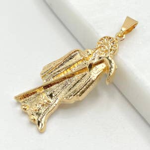 Pingente pequeno Santa Muerte, Grim Reaper cheio de ouro 18k por atacado de Luxus Accessories