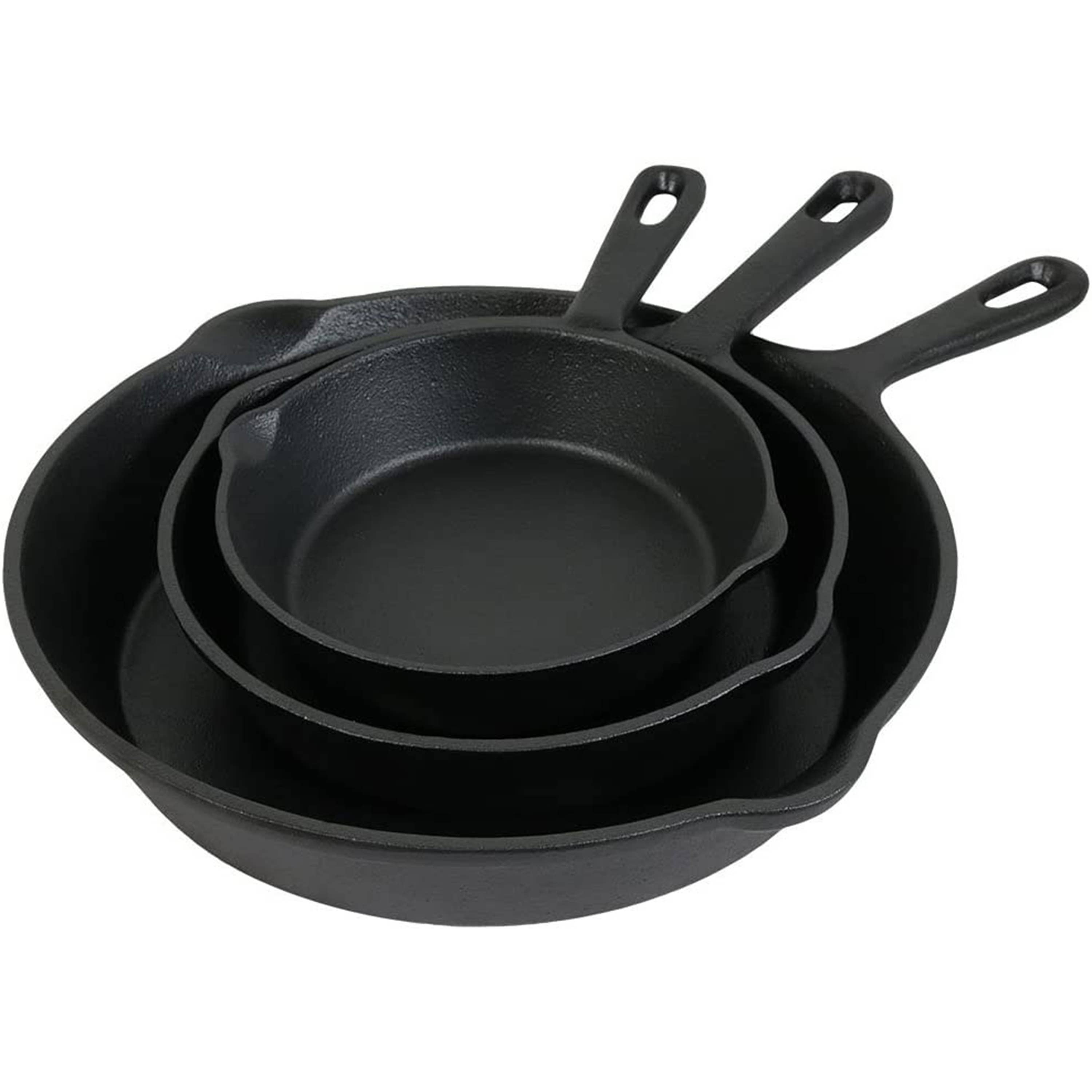 Sunnydaze Decor - Wholesale Cast Iron Skillet - 3-Piece Cast Iron Pre-Seasoned Skillet Set with 3 Pans1