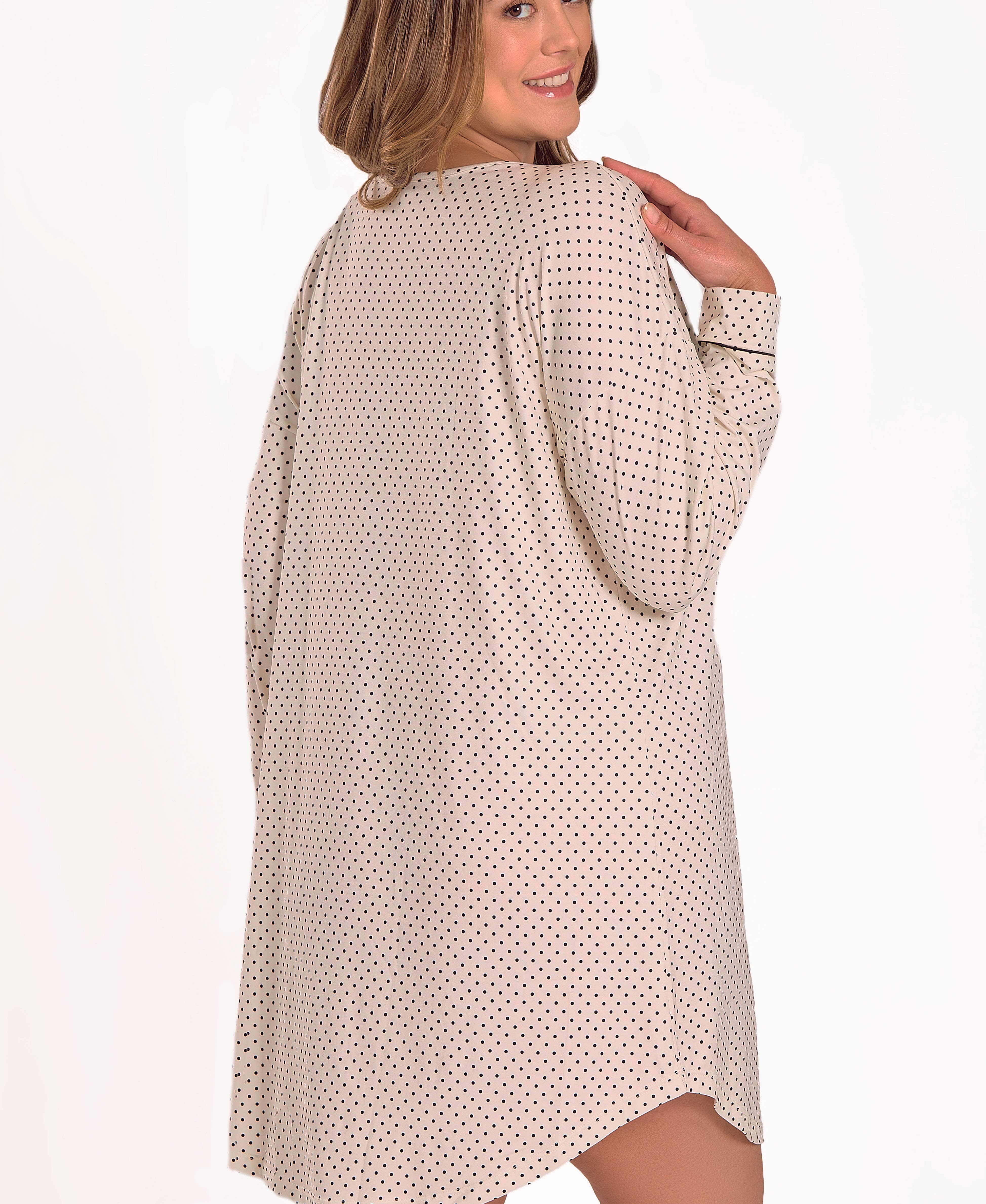 iCollection - Wholesale Nightgown - Women's - Calise Plus Size Stretch-Knit Black L/S Sleep Shirt-Dress6