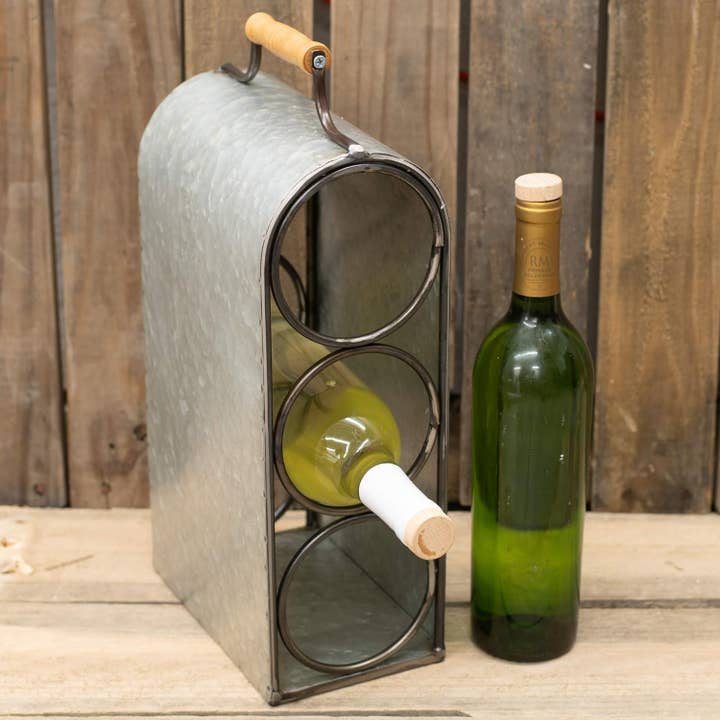 Galvanized Metal Wine Bottle Holder
for wholesale by Drew Derose Design