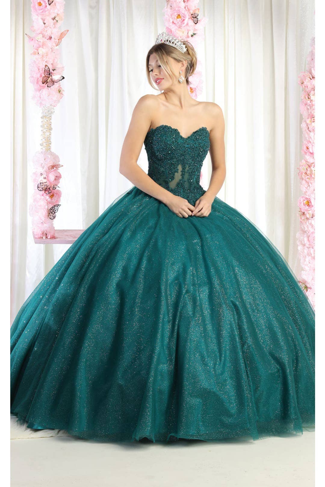 LA Merchandise – wholesale Gown – Women's – LA141 Strapless Lace Bodice Quinceanera Ball Gown6