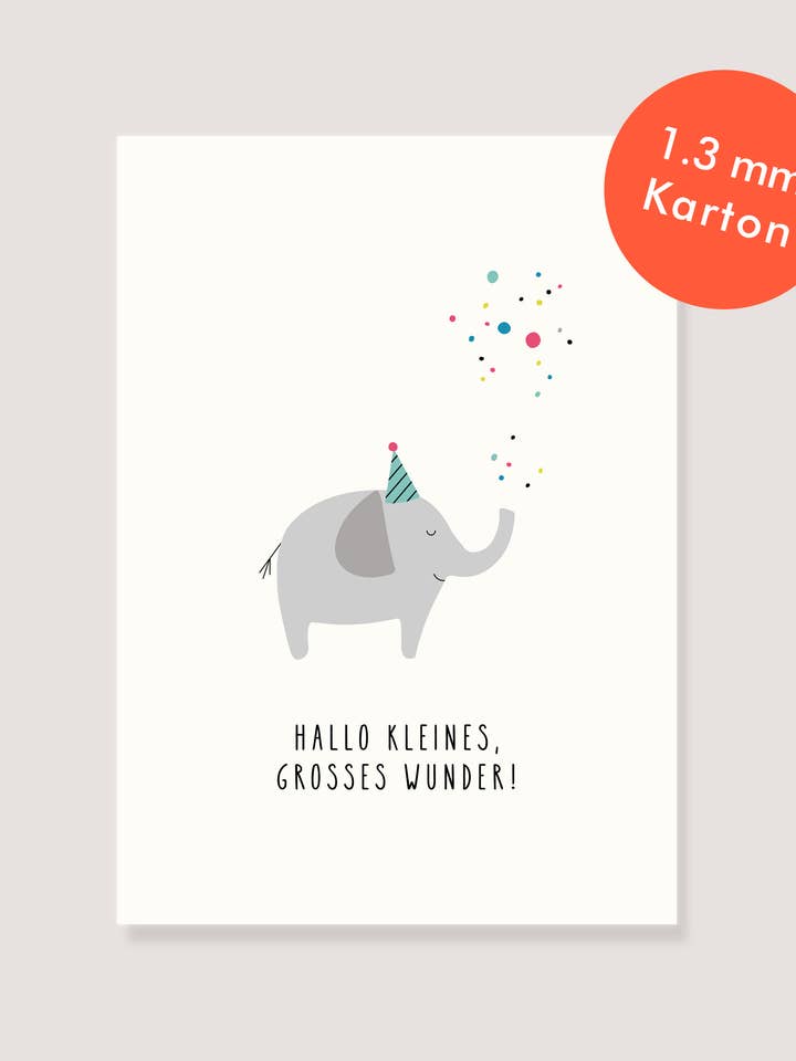 Postkort naturlig pap- „Elefant - Hej lille, stor...“ for engroshandel hos LØTTEBOM