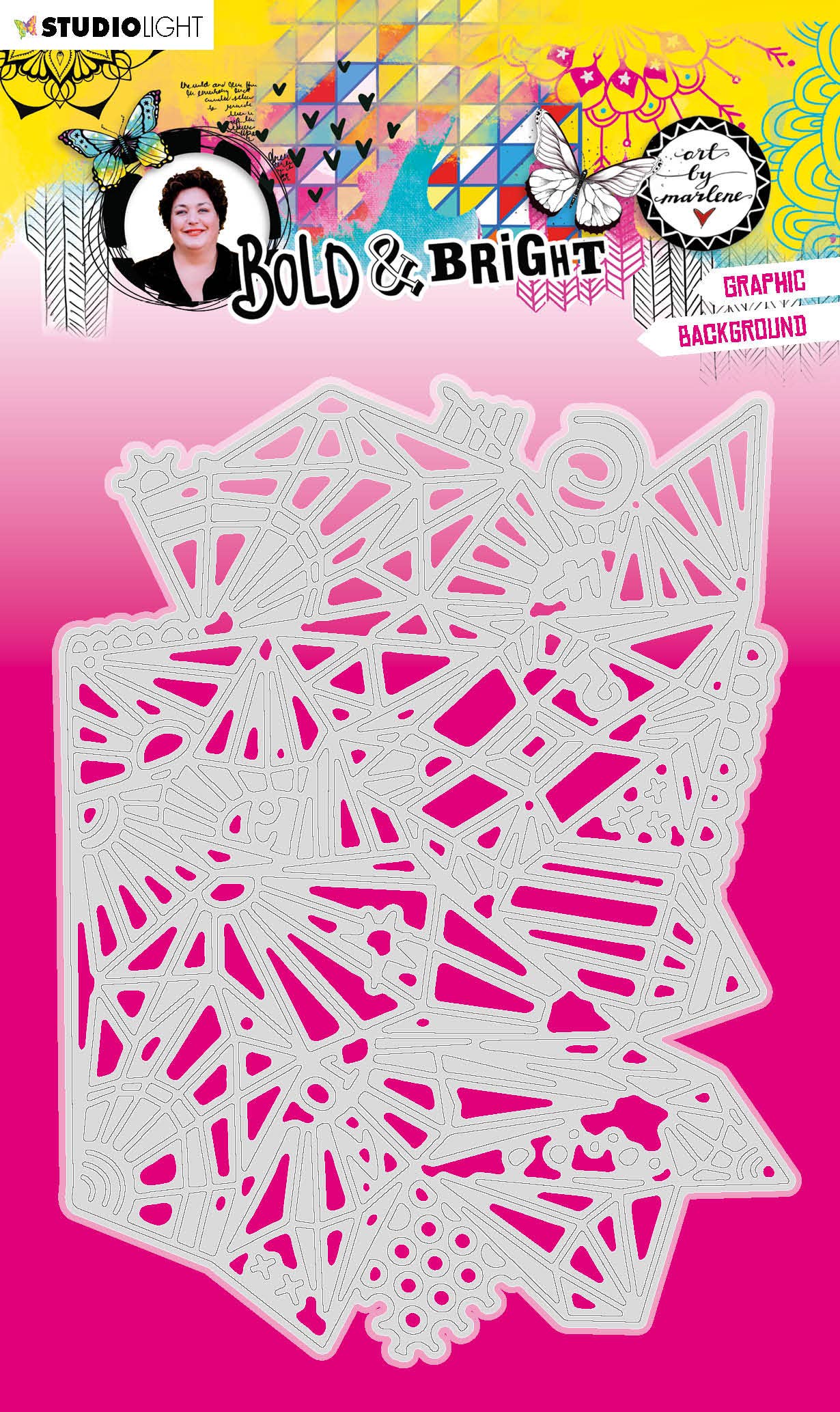 Ecstasy Crafts Distributing – wholesale Craft supplies – ABM Cutting Die Graphic Background Bold & Bright0