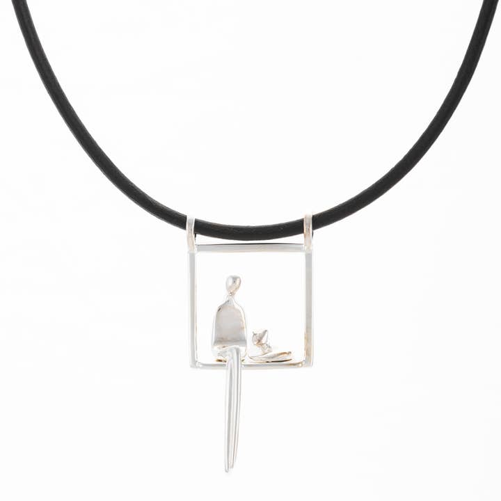 Woman with Cat in Silver for wholesale by Yenny Cocq llc