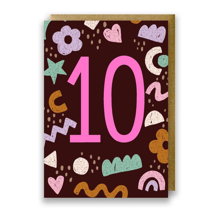Teen Neon Age 10 Birthday Card for wholesale by Jessie Maeve Studio