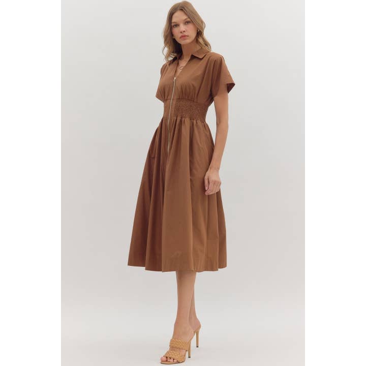 STYLE USA - Wholesale Dress - Women's - Solid short sleeve midi dress 1