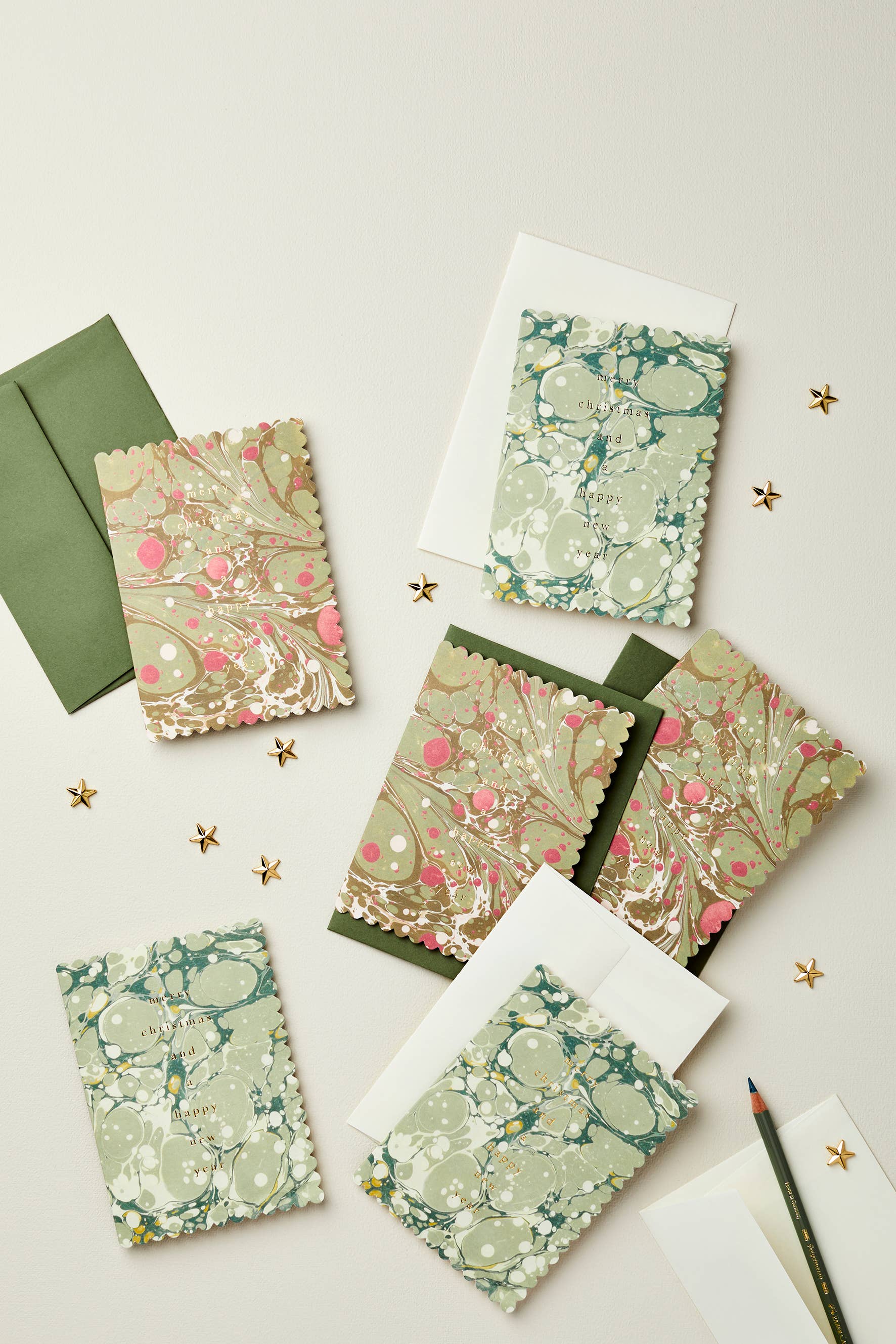 Wanderlust Paper Co - Wholesale Christmas card - Green Marble 'Merry Christmas' Card1