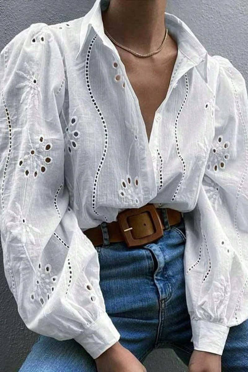 NINEXIS - Wholesale Shirt - Women's - CWTDSL0116_SINGLE BREASTED CUTOUT LONG SLEEVE SHIRT TOP7