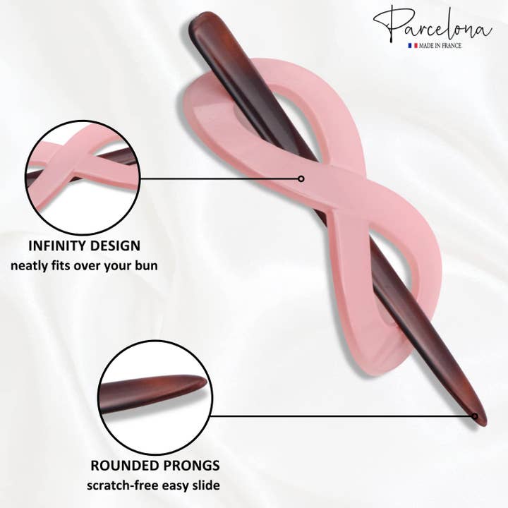 Parcelona - Wholesale Hair clip – Women’s - Parcelona French Infinity Medium Celluloid Hair Slider Bun Cover for Women44