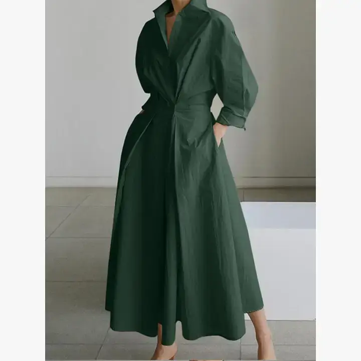 Katinki - Wholesale Dress - Women's - Pleated Waist Long Shirt Dress3
