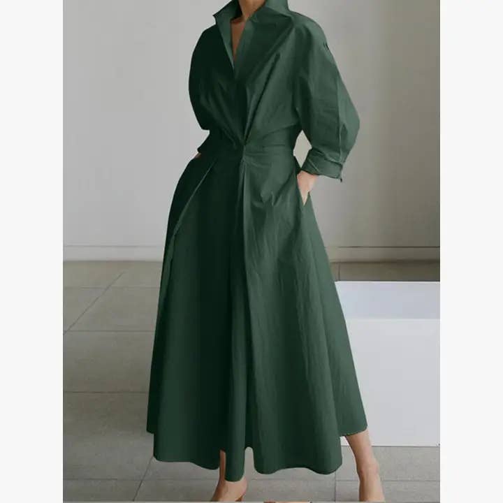 Katinki - Wholesale Dress - Women's - Pleated Waist Long Shirt Dress3