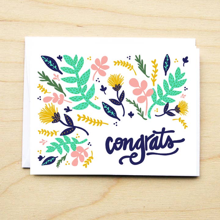 Congrats Floral Card for wholesale by KTF Design Co.