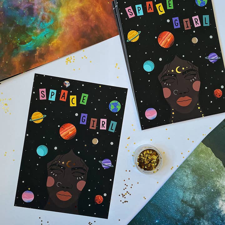 Space Girl | Space Print | Woman Illustration | A5 Print for wholesale by BrollyWeather