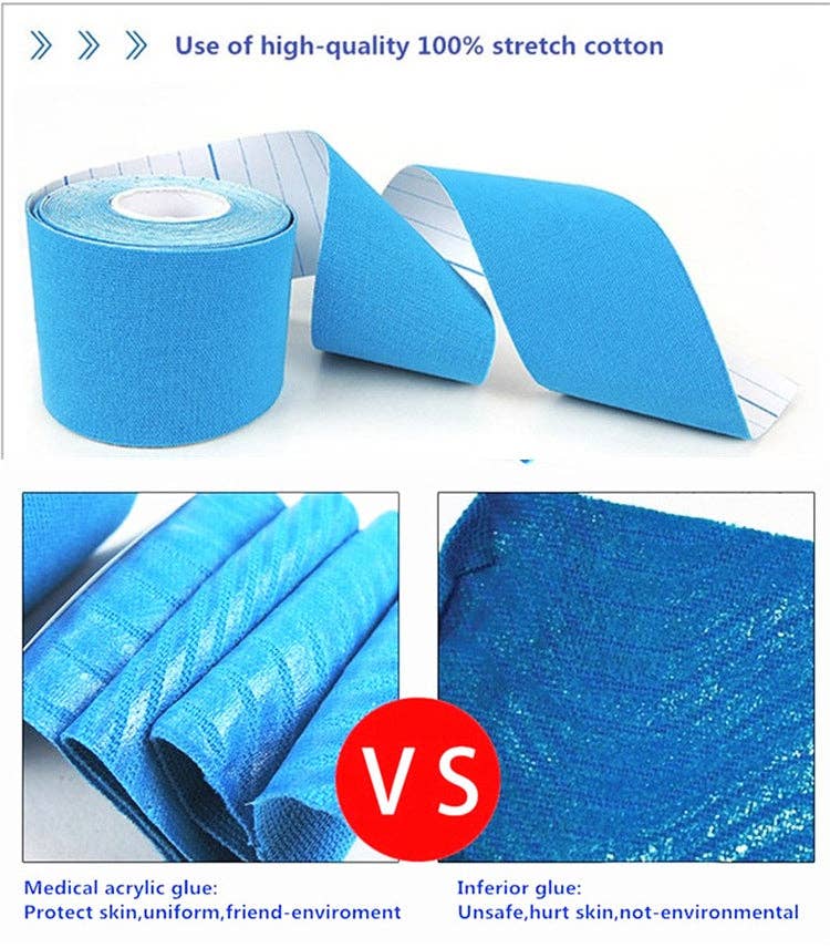 VIGOR - Wholesale Fitness Equipment - Exercise Care Health Pain Relief Kinesiology Tape(UnCut - 1 Pack) - MOQ 10 Pcs5