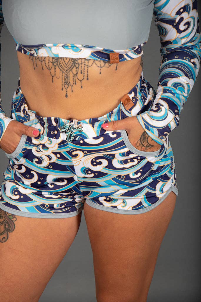 Alon Clothing – wholesale Athletic shorts – Women's – Womens Board Shorts "Waves" Lycra3