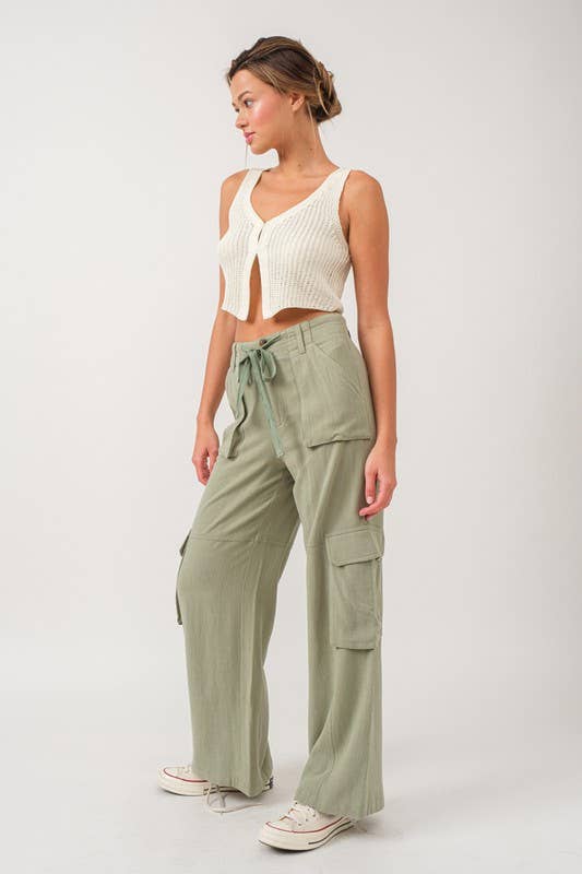 Noir PP17912 - Pantalon utilitaire à jambes larges Maya Relaxed Fit en vente sur Faire13