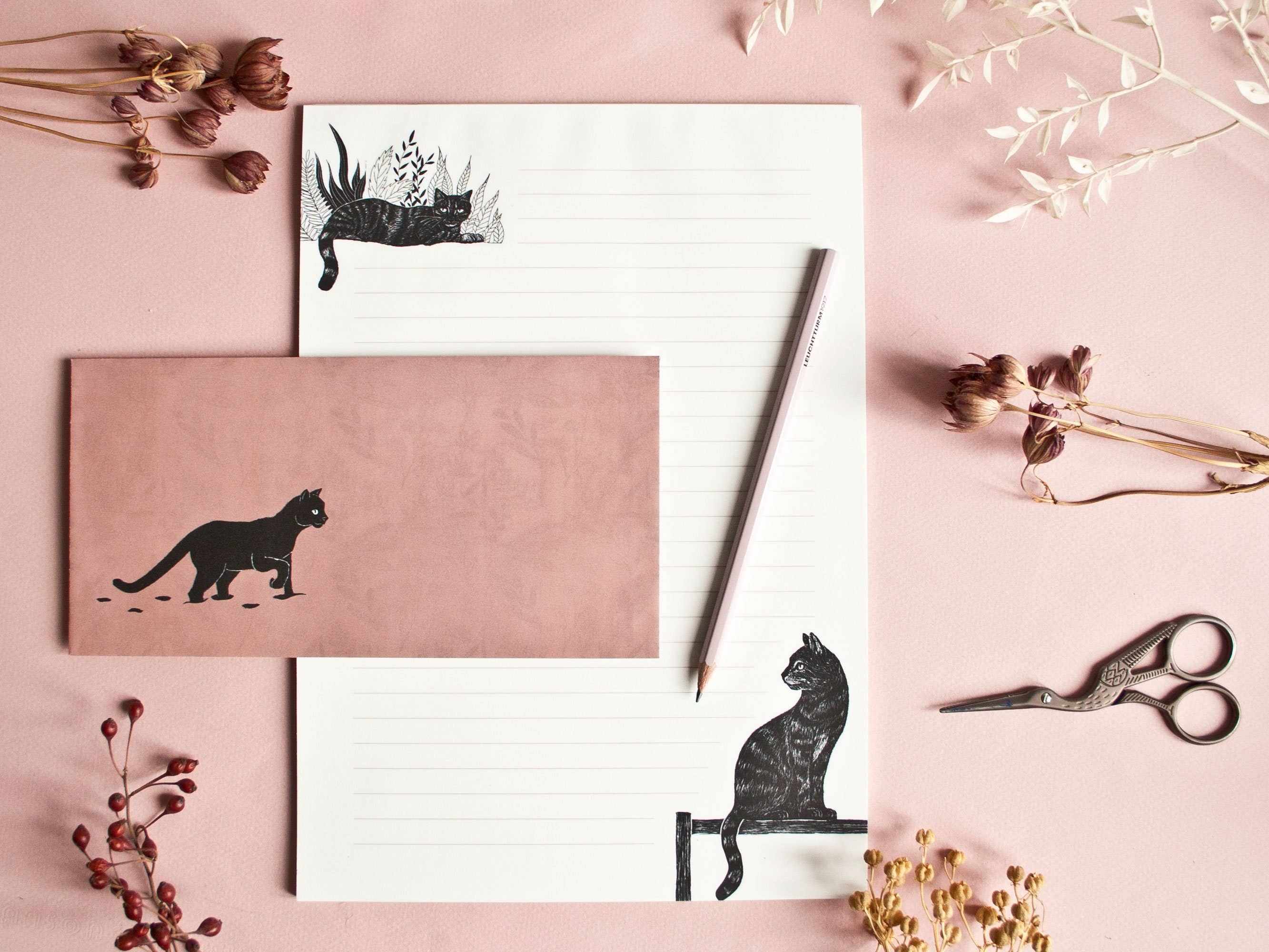 Katja Rub - Wholesale Stationery/Notecard Set - Stationery set cats, A4 notepad & 10 envelopes1
