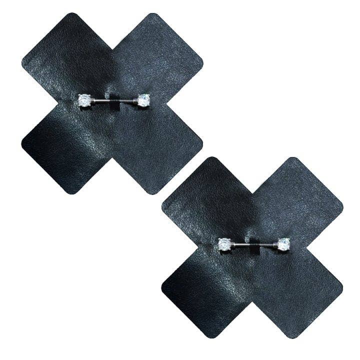 Black Peek A Boo Jewel Piercing X Nipple Cover Pasties for wholesale on Faire0