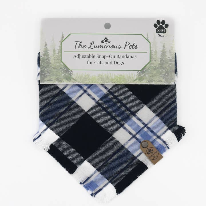 The Luminous Pets - Wholesale Pet Bandana - Dog - Blue/White Plaid Bandana | Cat& Dog Bandana | Adjustable
