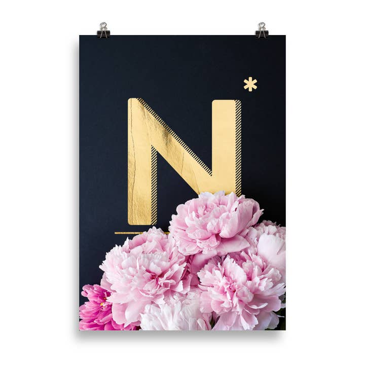Pivoines ABC | lettre N pour la vente par HEARTMADE Prints