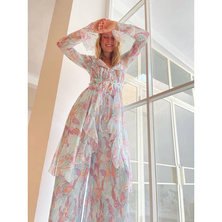 CAFTÁN MIDI EN SEDA-VISCOSA - MS3C19-P1 para venta al por mayor de - by MORGANA Italy -