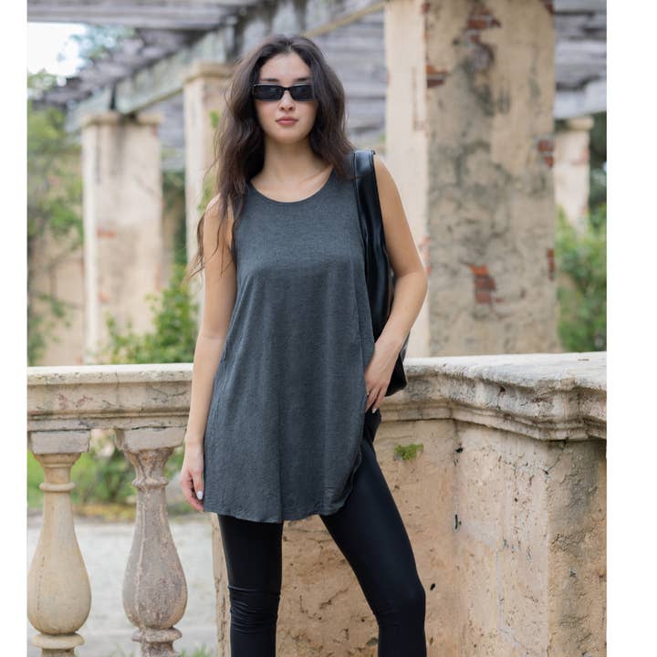 A-line Sleeveless Super Comfy Flowy Tunic for wholesale by Azules Clothing