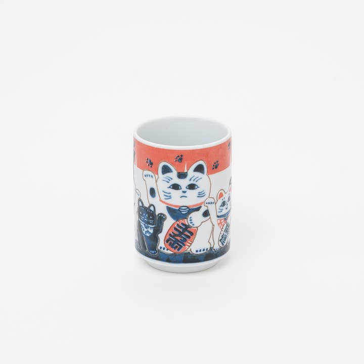 Tazza in porcellana con gatto fortunato Maneki-Neko giapponese per la vendita all'ingrosso da parte di U PLUS INC