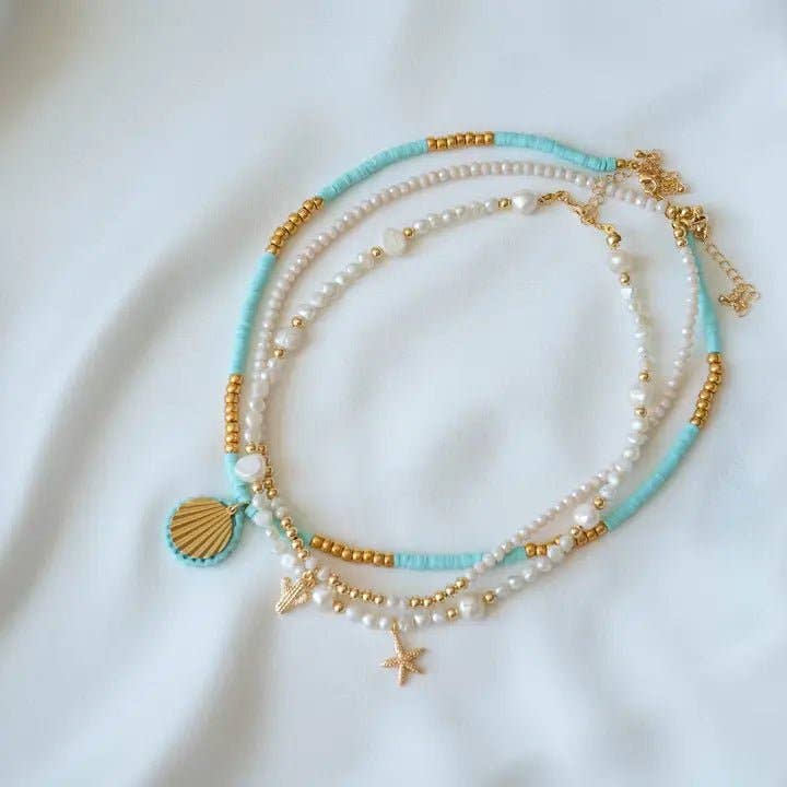 OE! – Colar com missangas/pérolas por atacado – LUCE - Colar gargantilha com missangas de vidro rosa, cacto e corrente dourada.5